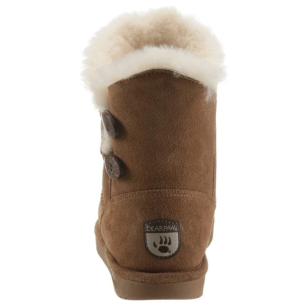 Bearpaw Rosaline Youth US 5 Boots Brown Suede Sheepskin Lined Snow Boots JOBB203